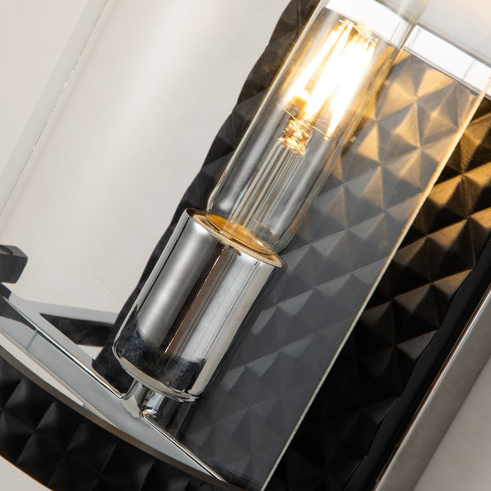 Lucas + McKearn BB91598-1 One Light Wall Sconce, Matte Black/Polished Chrome