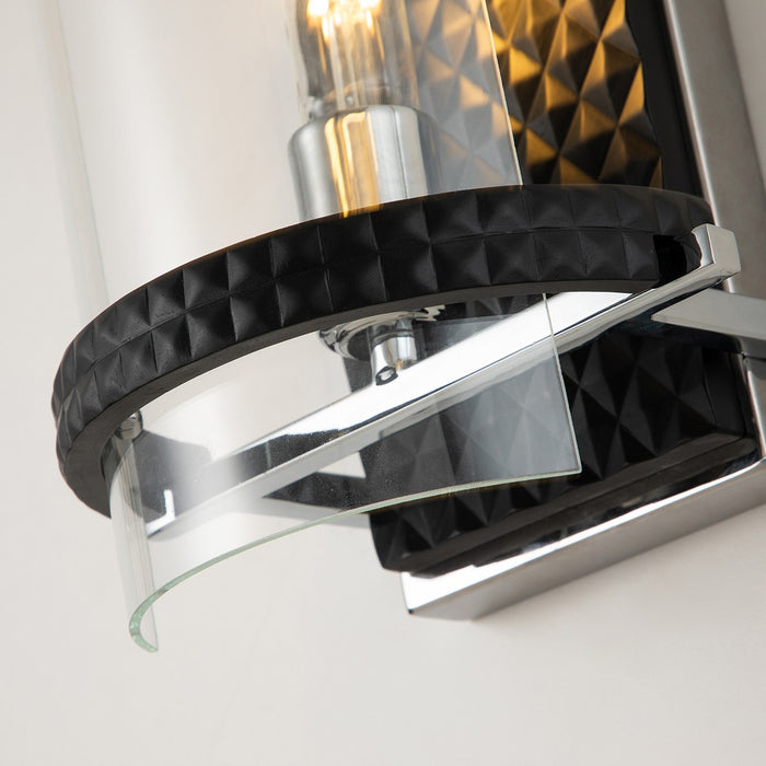 Lucas + McKearn BB91598-1 One Light Wall Sconce, Matte Black/Polished Chrome