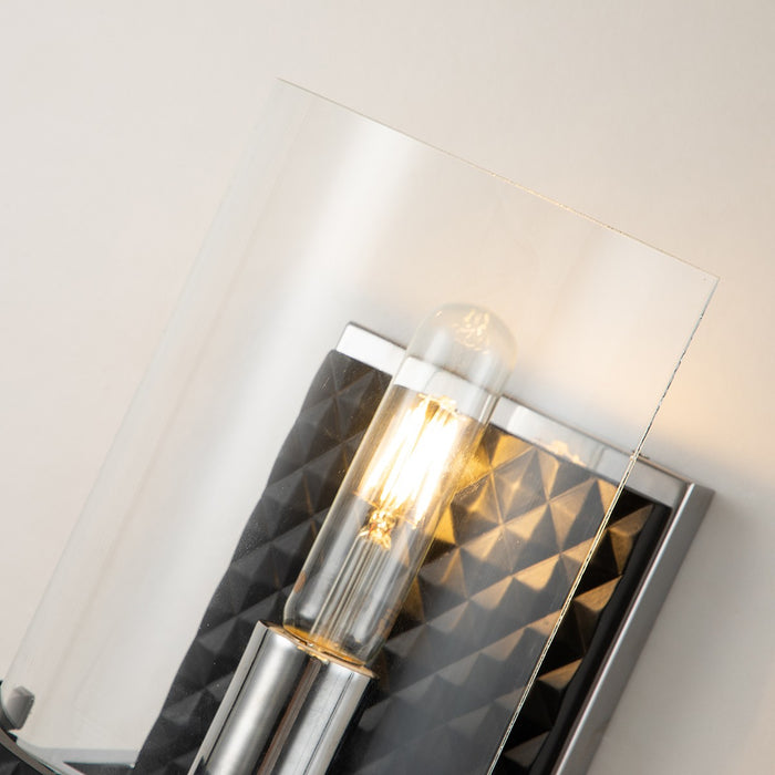 Lucas + McKearn BB91598-1 One Light Wall Sconce, Matte Black/Polished Chrome