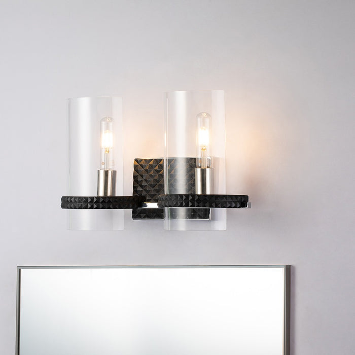 Lucas + McKearn BB91598-2 Two Light Vanity, Matte Black/Polished Chrome