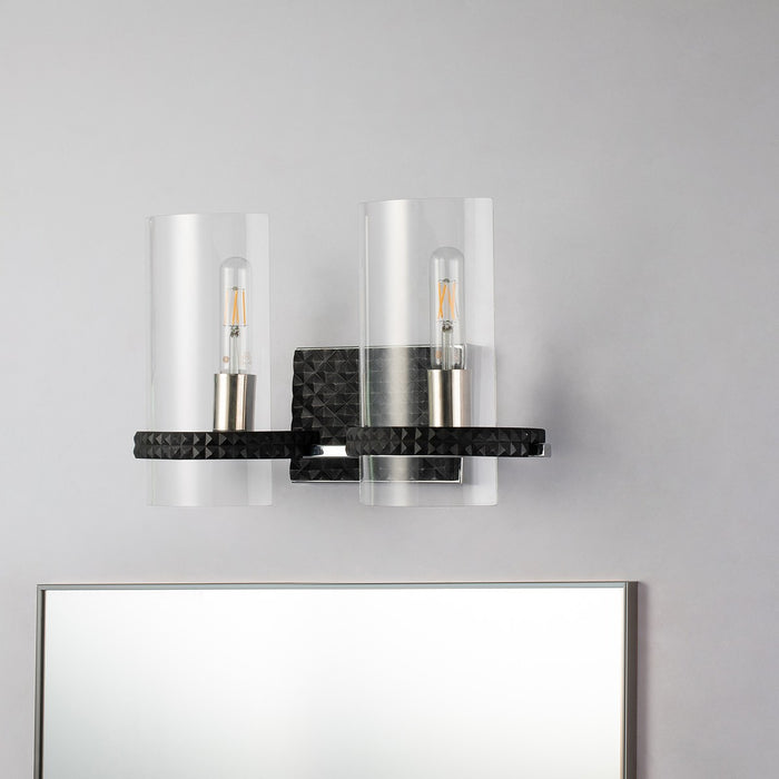 Lucas + McKearn BB91598-2 Two Light Vanity, Matte Black/Polished Chrome
