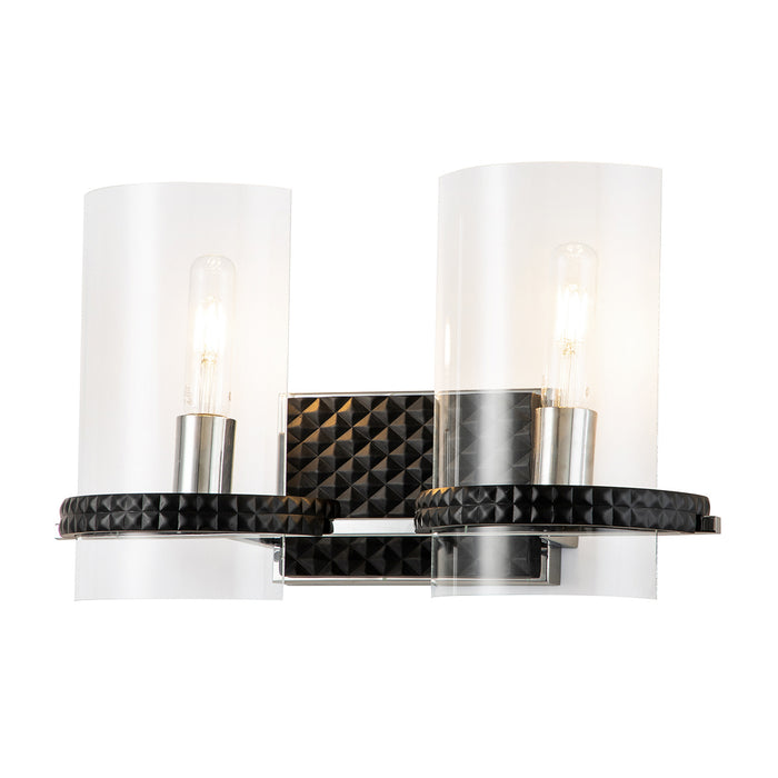 Lucas + McKearn BB91598-2 Two Light Vanity, Matte Black/Polished Chrome