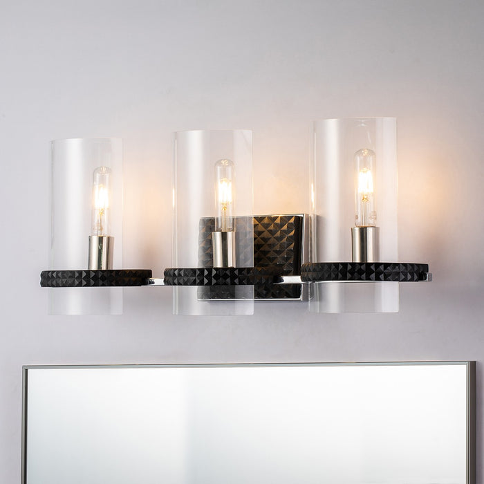 Lucas + McKearn BB91598-3 Three Light Vanity, Matte Black/Polished Chrome