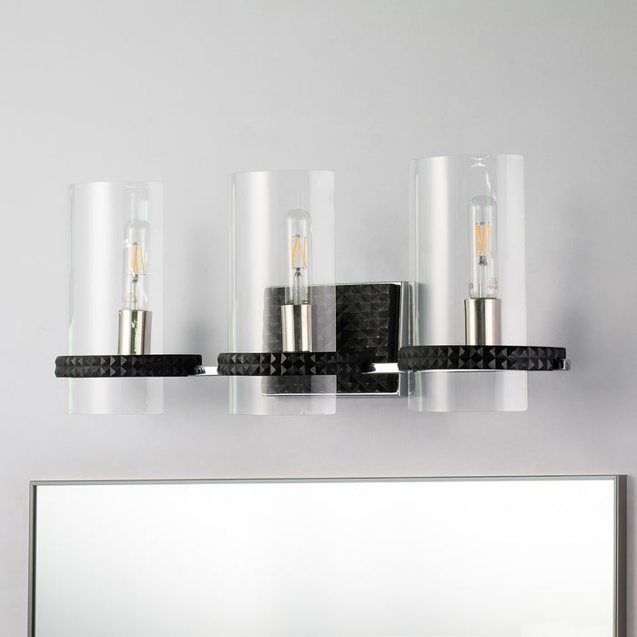 Lucas + McKearn BB91598-3 Three Light Vanity, Matte Black/Polished Chrome