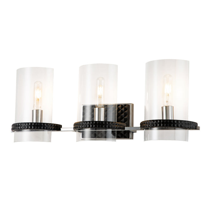Lucas + McKearn BB91598-3 Three Light Vanity, Matte Black/Polished Chrome