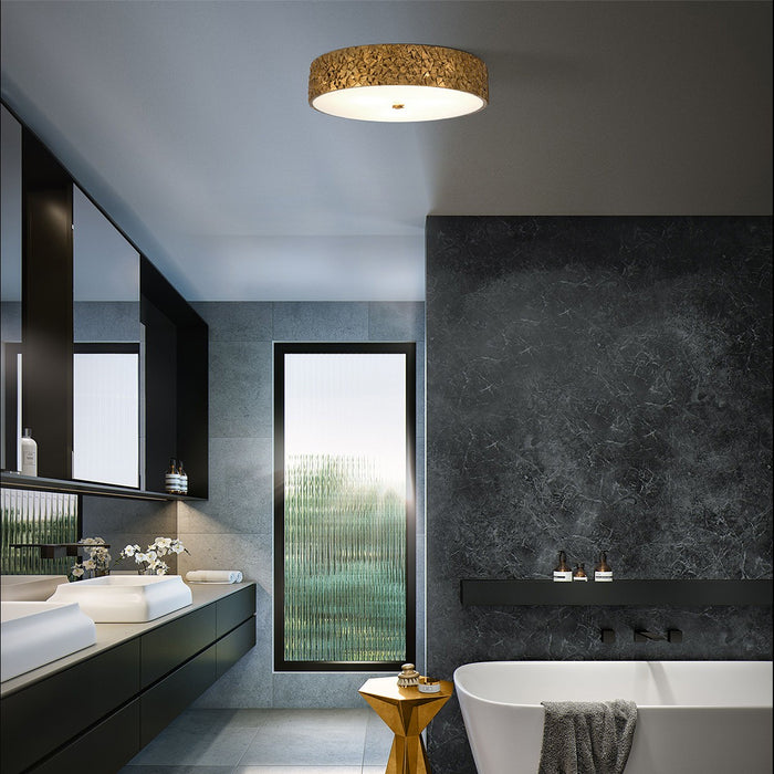 Lucas + McKearn FM1158G-RD-20 Three Light Flush Mount, Gold