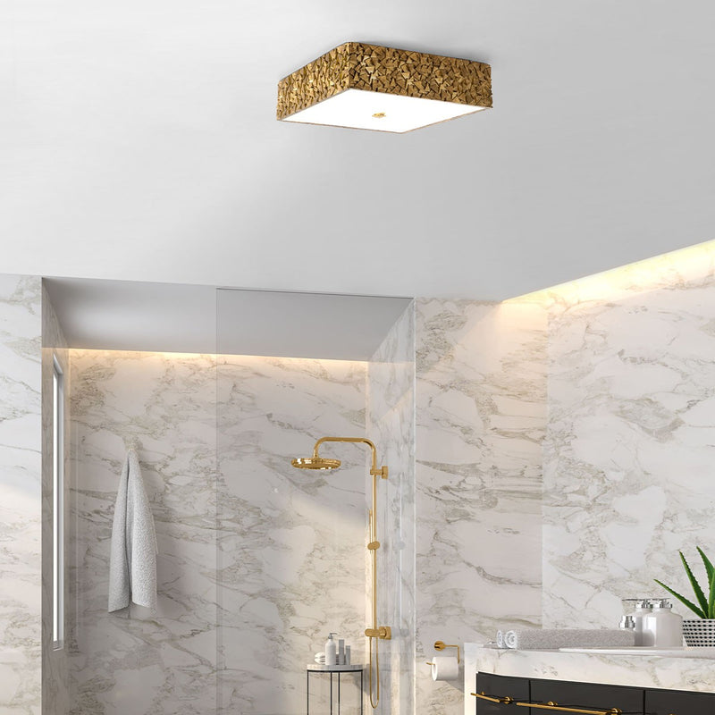 Lucas + McKearn FM1158G-SQ-16 Three Light Flush Mount, Gold