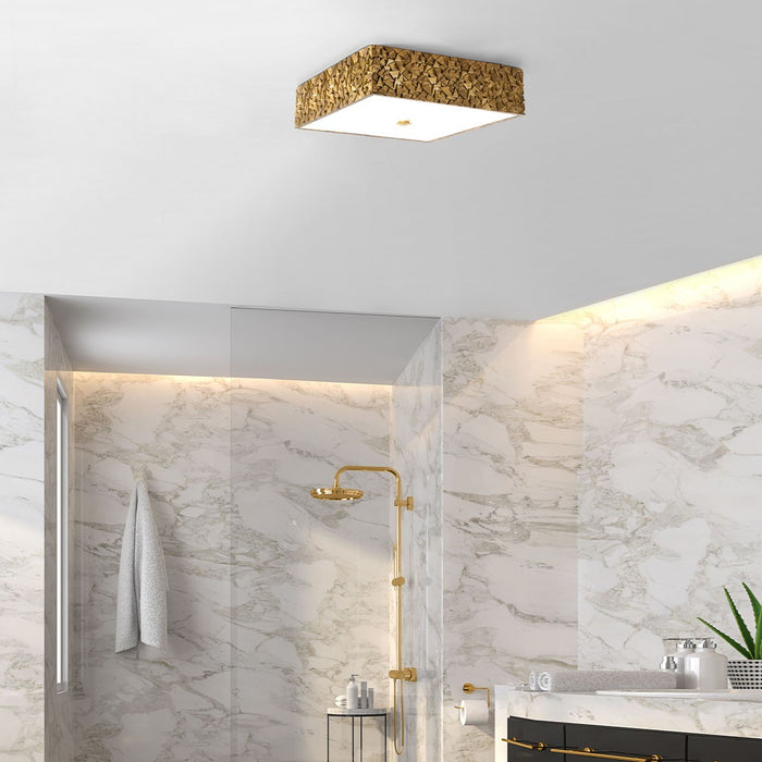 Lucas + McKearn FM1158G-SQ-16 Three Light Flush Mount, Gold