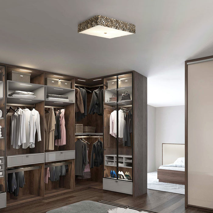 Lucas + McKearn FM1158S-SQ-20 Three Light Flush Mount, Silver