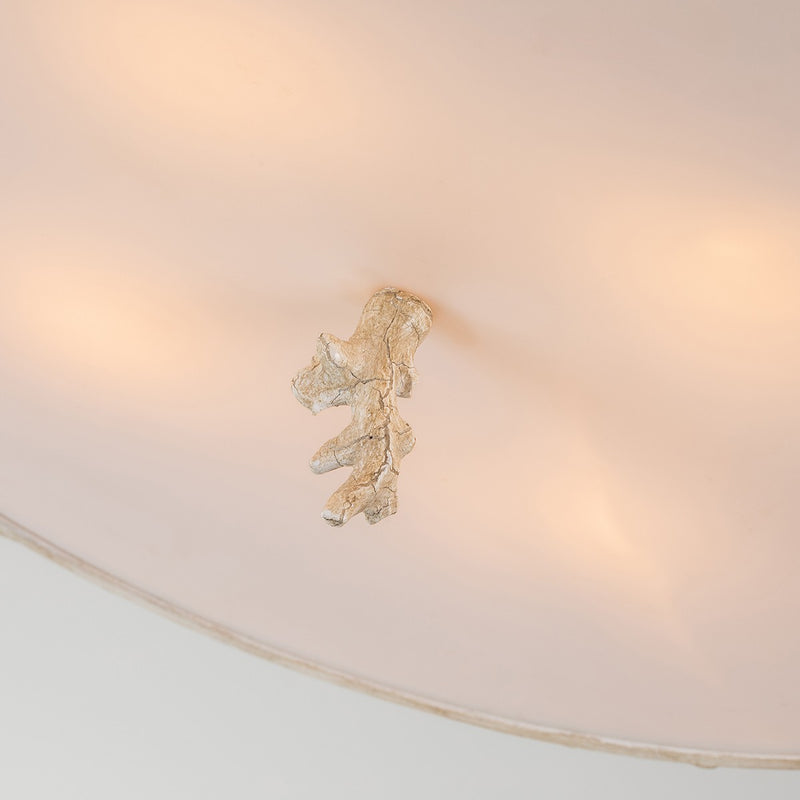 Lucas + McKearn FM1238-20 Three Light Flush Mount, Hand-Painted W/Putty Patina/Silver Leaf Orb