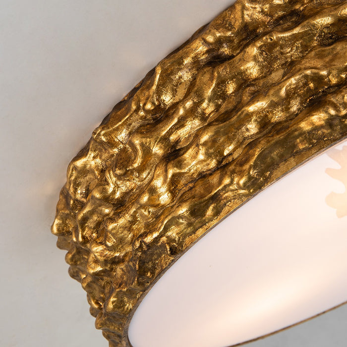 Lucas + McKearn FM1238G-16 Three Light Flush Mount, Gold Leaf