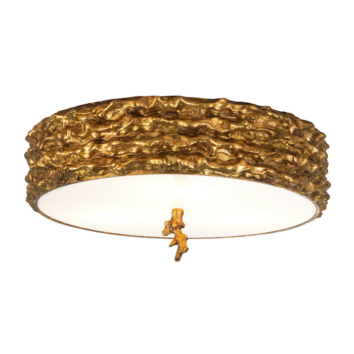 Lucas + McKearn FM1238G-16 Three Light Flush Mount, Gold Leaf