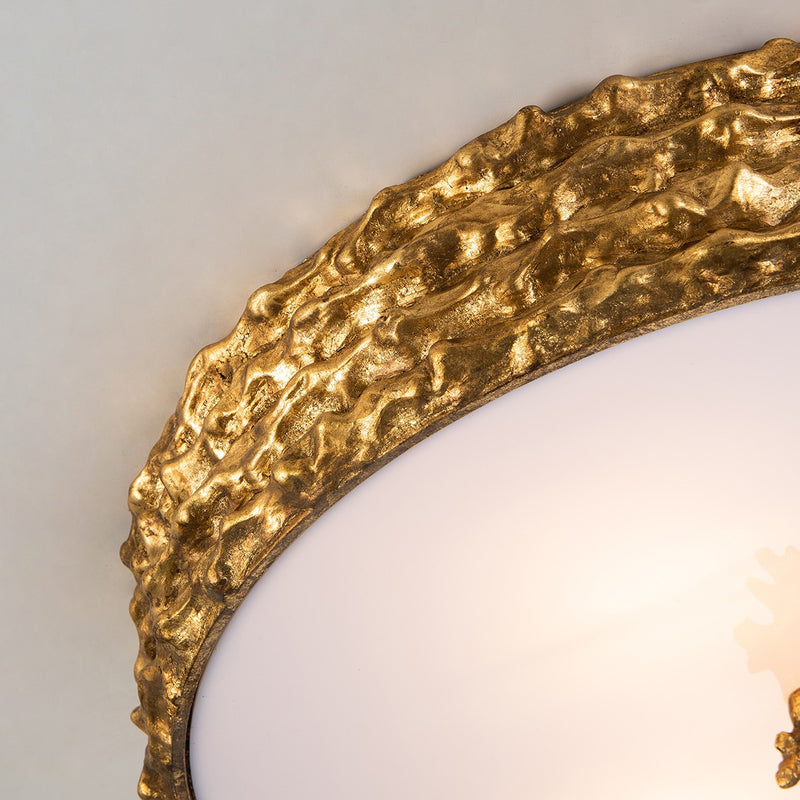 Lucas + McKearn FM1238G-20 Three Light Flush Mount, Gold Leaf