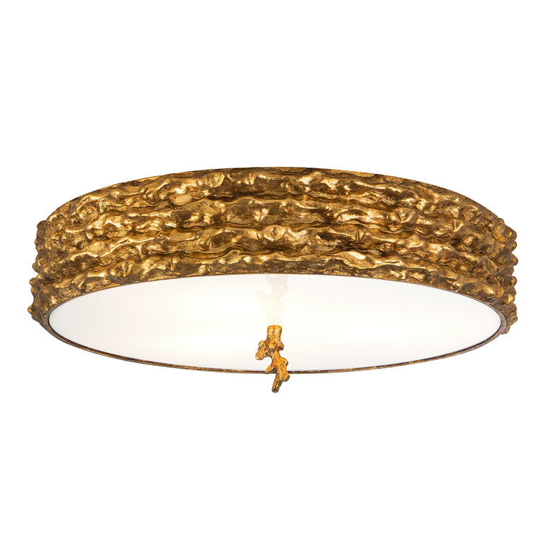 Lucas + McKearn FM1238G-20 Three Light Flush Mount, Gold Leaf