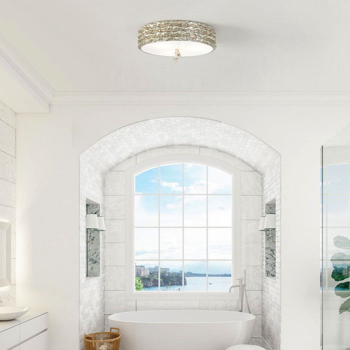 Lucas + McKearn FM1238S-16 Three Light Flush Mount, Silver Leaf