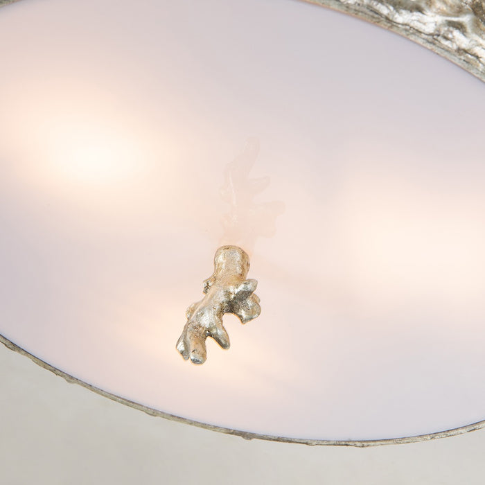Lucas + McKearn FM1238S-16 Three Light Flush Mount, Silver Leaf