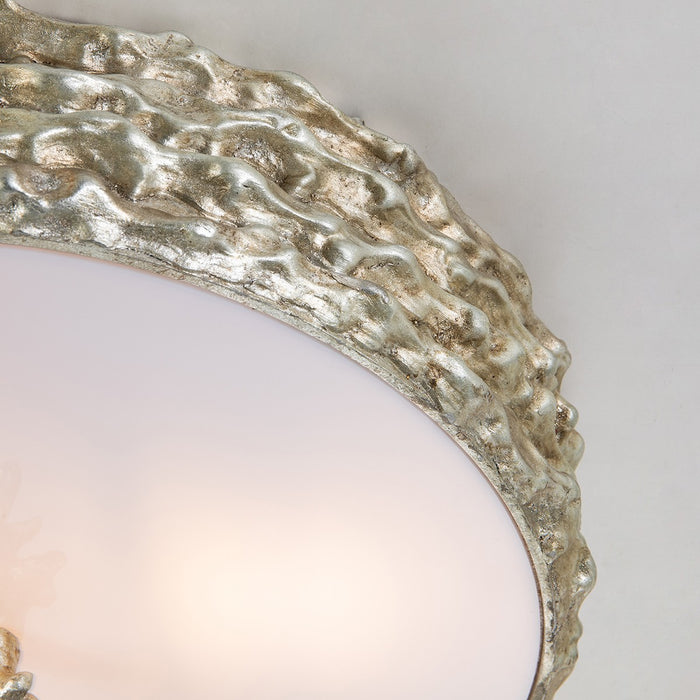 Lucas + McKearn FM1238S-16 Three Light Flush Mount, Silver Leaf