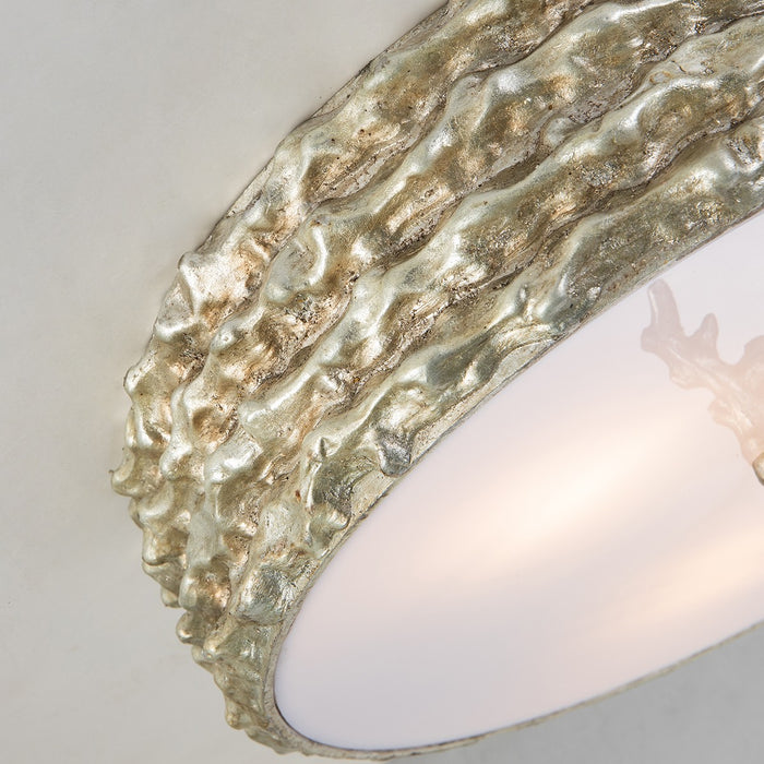 Lucas + McKearn FM1238S-16 Three Light Flush Mount, Silver Leaf