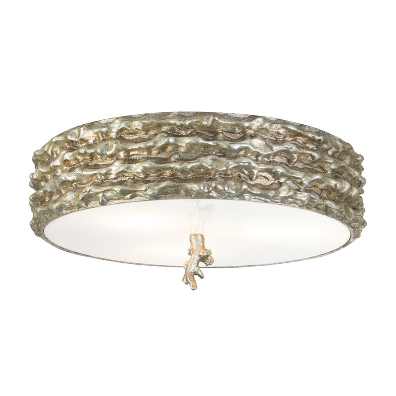 Lucas + McKearn FM1238S-16 Three Light Flush Mount, Silver Leaf