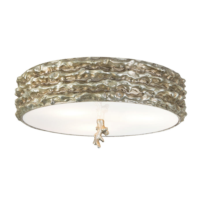 Lucas + McKearn FM1238S-16 Three Light Flush Mount, Silver Leaf