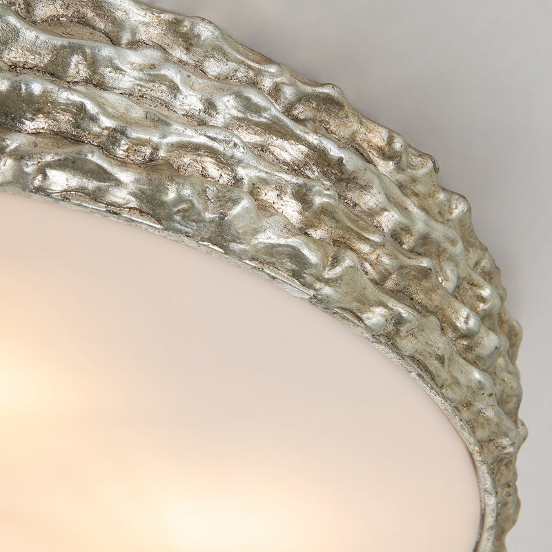 Lucas + McKearn FM1238S-20 Three Light Flush Mount, Silver Leaf