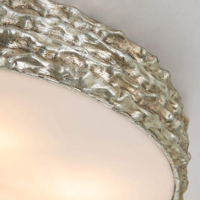 Lucas + McKearn FM1238S-20 Three Light Flush Mount, Silver Leaf