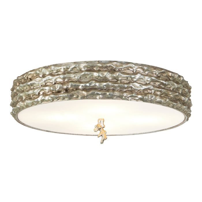 Lucas + McKearn FM1238S-20 Three Light Flush Mount, Silver Leaf