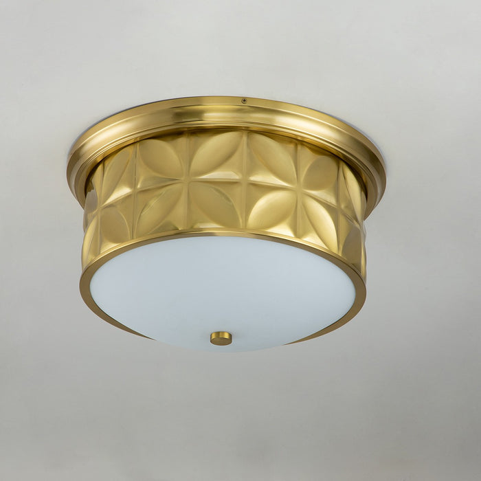 Lucas + McKearn FM1300AGB-17 Three Light Flush Mount, Aged Brass