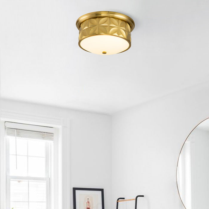 Lucas + McKearn FM1300AGB-17 Three Light Flush Mount, Aged Brass