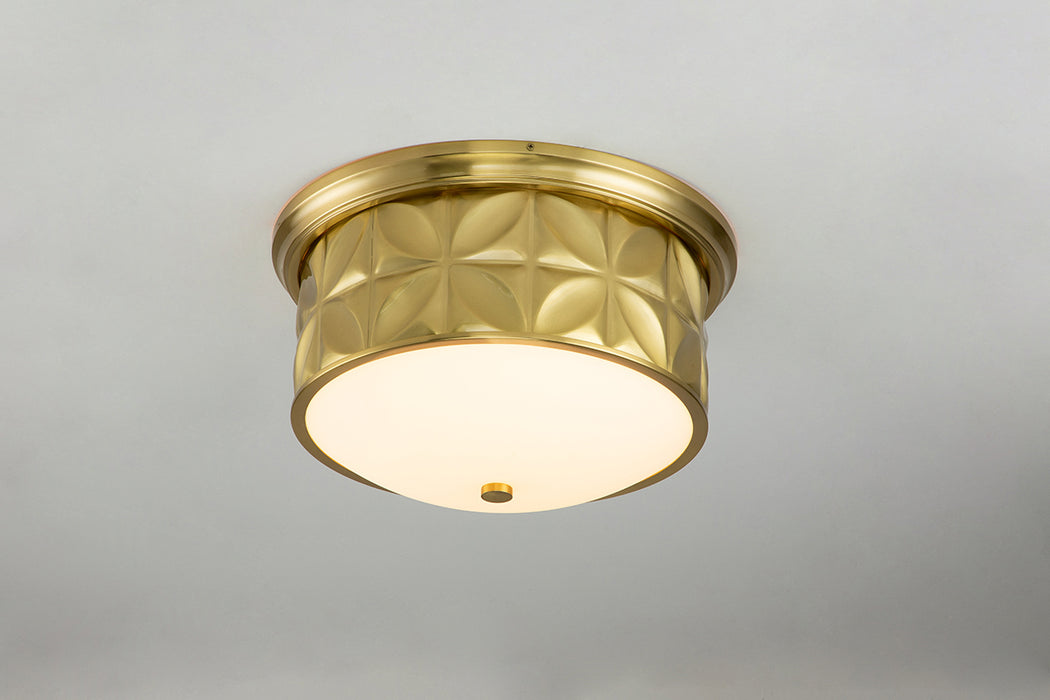 Lucas + McKearn FM1300AGB-17 Three Light Flush Mount, Aged Brass