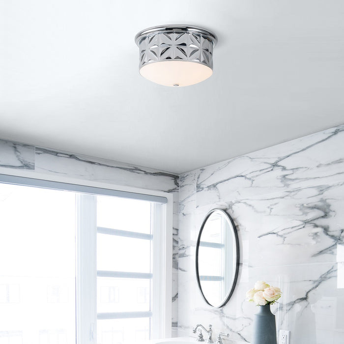 Lucas + McKearn FM1300PC-17 Three Light Flush Mount, Polished Chrome