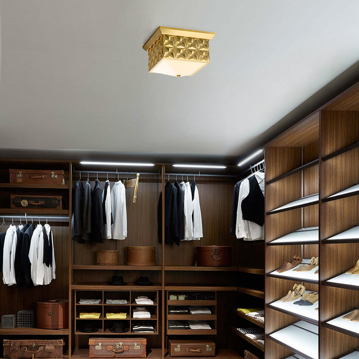 Lucas + McKearn FM1302AGB-14 Four Light Flush Mount, Aged Brass