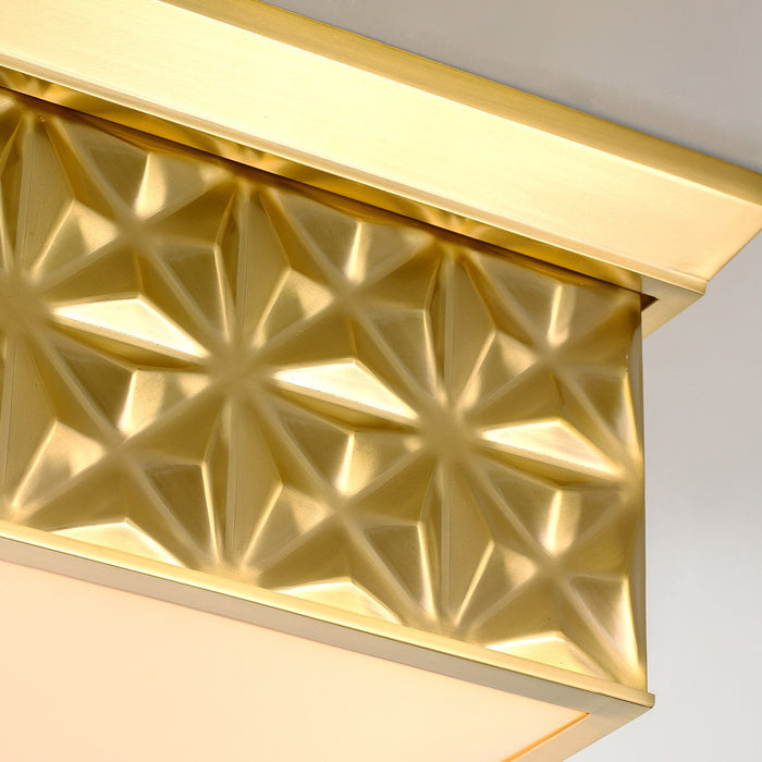 Lucas + McKearn FM1302AGB-14 Four Light Flush Mount, Aged Brass