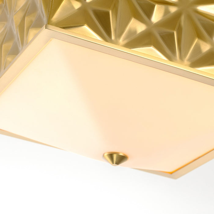 Lucas + McKearn FM1302AGB-14 Four Light Flush Mount, Aged Brass