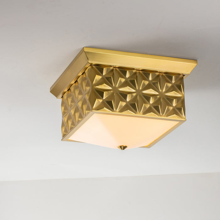 Lucas + McKearn FM1302AGB-14 Four Light Flush Mount, Aged Brass