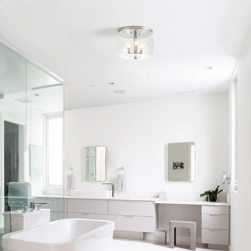 Lucas + McKearn FM80122PC-13 Three Light Flush Mount, Polished Chrome