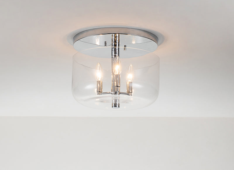 Lucas + McKearn FM80122PC-13 Three Light Flush Mount, Polished Chrome