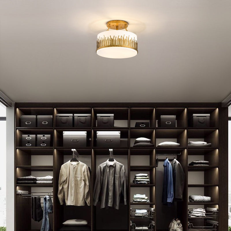 Lucas + McKearn FM90610G-15 Three Light Semi-Flush Mount, Gold