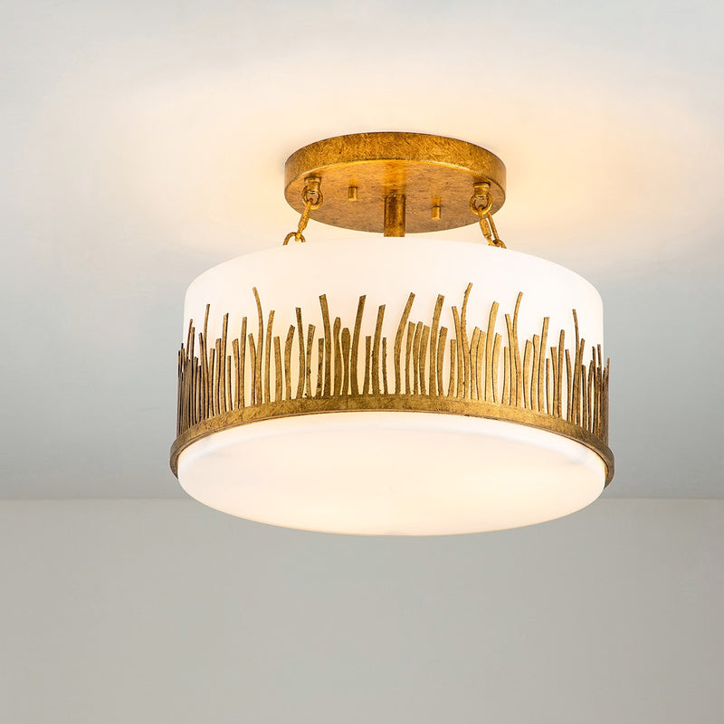 Lucas + McKearn FM90610G-15 Three Light Semi-Flush Mount, Gold