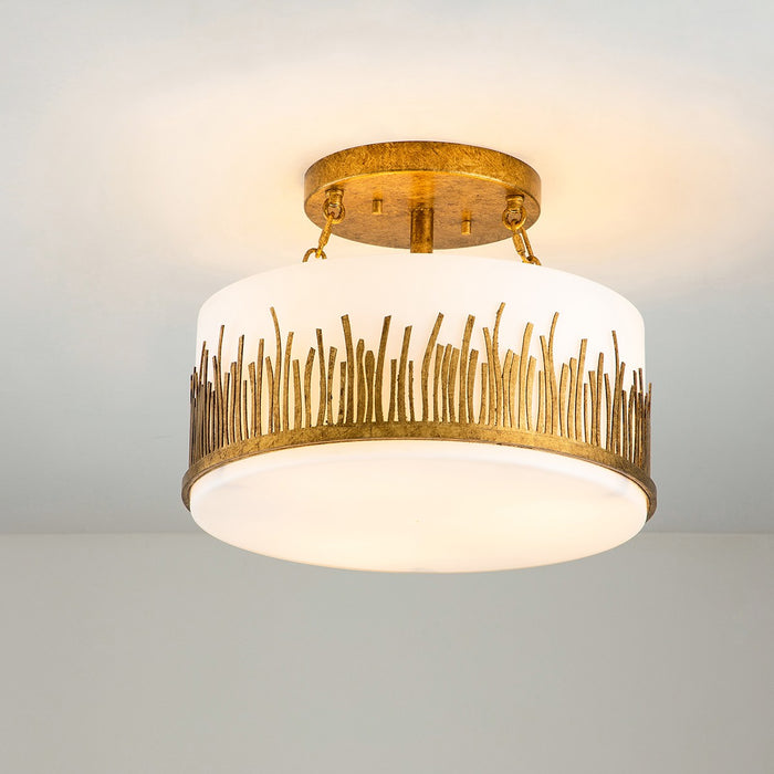 Lucas + McKearn FM90610G-15 Three Light Semi-Flush Mount, Gold