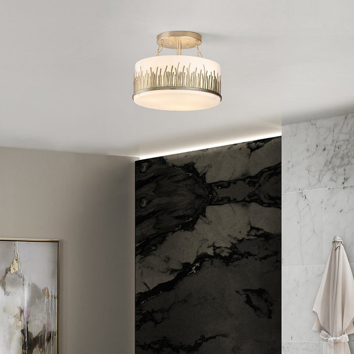 Lucas + McKearn FM90610S-15 Three Light Semi-Flush Mount, Silver