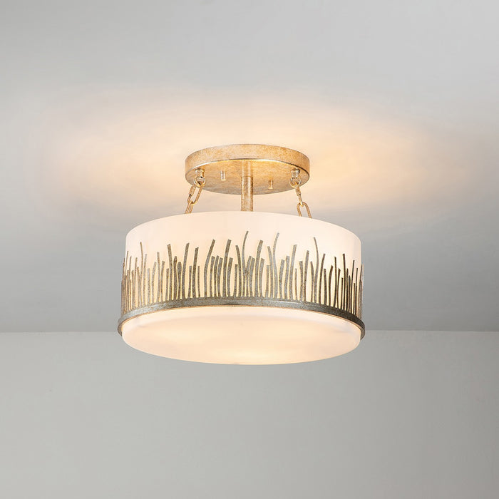 Lucas + McKearn FM90610S-15 Three Light Semi-Flush Mount, Silver