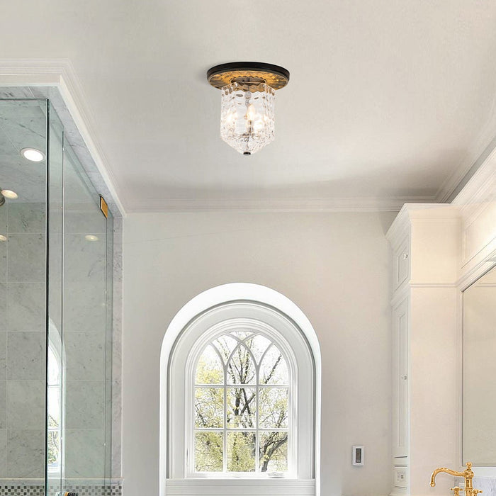 Lucas + McKearn FM91595MB-14 Three Light Flush Mount, Black+Grey