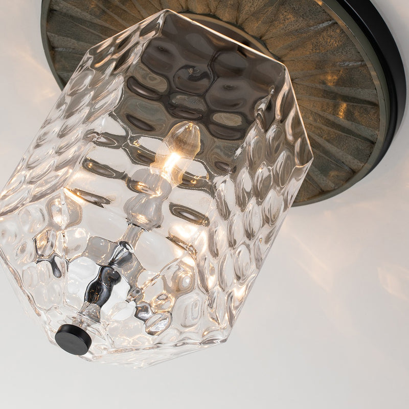 Lucas + McKearn FM91595MB-14 Three Light Flush Mount, Black+Grey