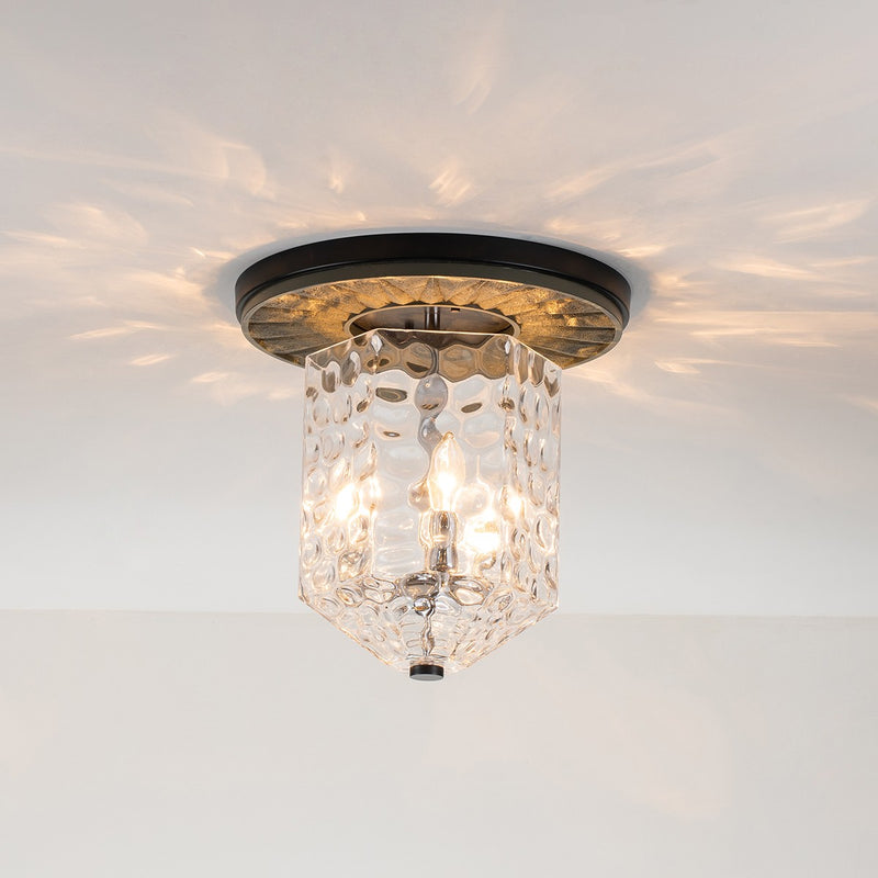 Lucas + McKearn FM91595MB-14 Three Light Flush Mount, Black+Grey