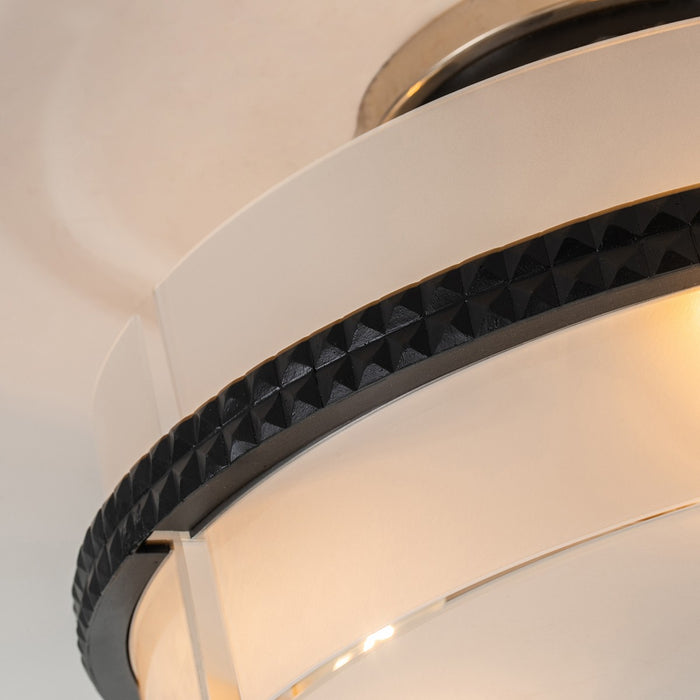 Lucas + McKearn FM91598PC-16 Three Light Semi-Flush Mount, Matte Black/Polished Chrome
