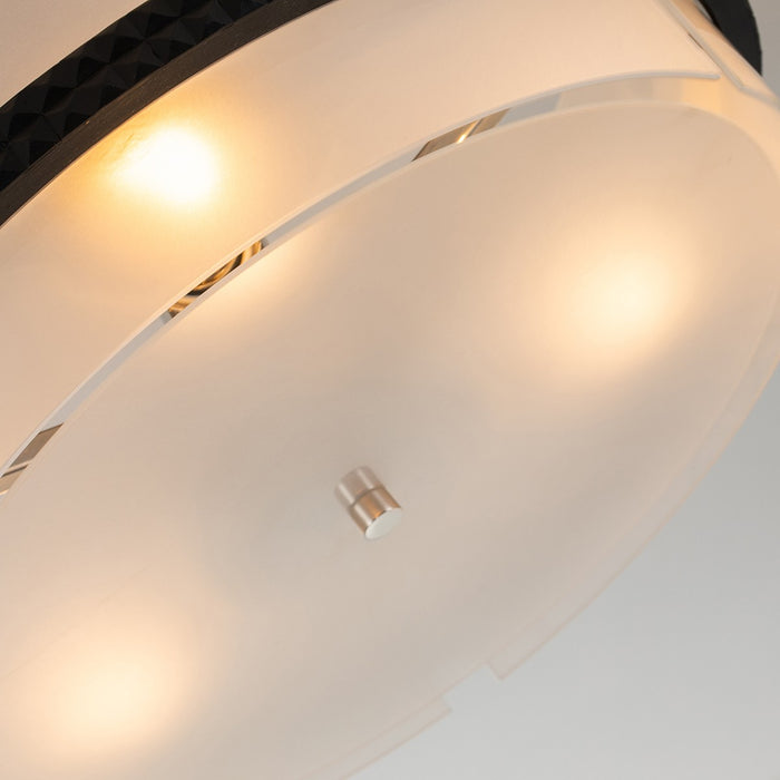 Lucas + McKearn FM91598PC-16 Three Light Semi-Flush Mount, Matte Black/Polished Chrome