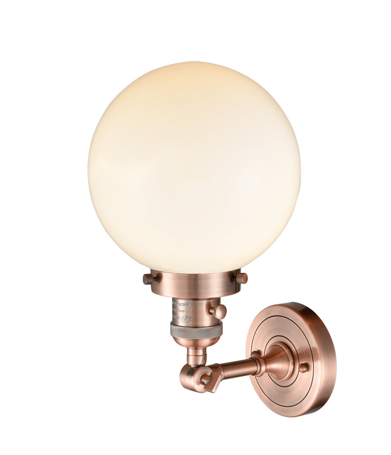 Innovations 203SW-AC-G201-8 One Light Wall Sconce, Antique Copper