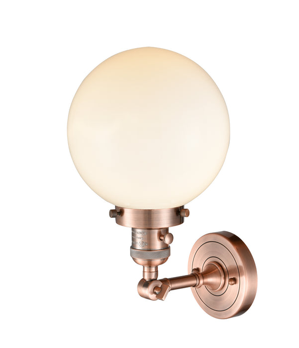 Innovations 203SW-AC-G201-8 One Light Wall Sconce, Antique Copper