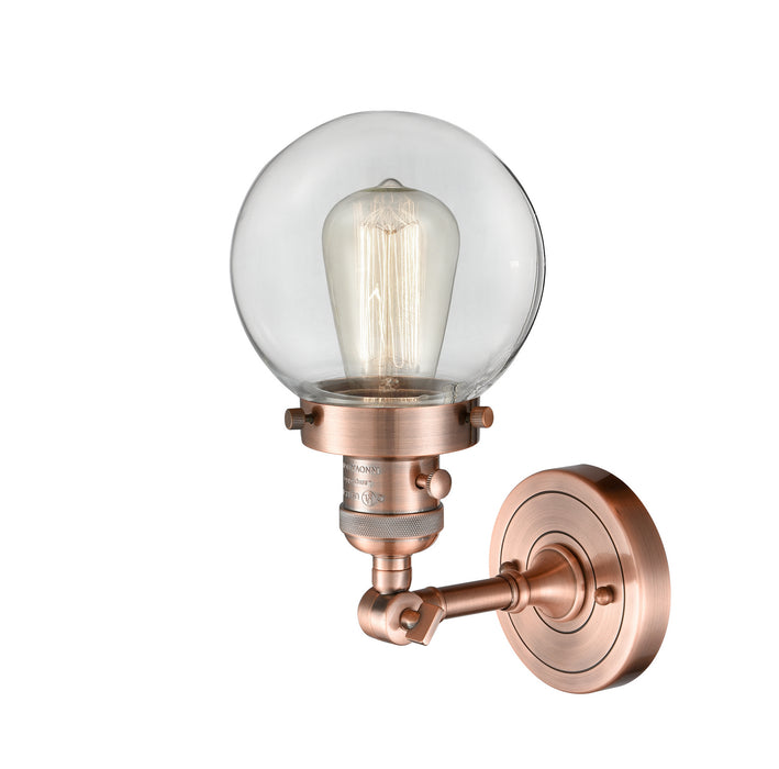 Innovations 203SW-AC-G202-6 One Light Wall Sconce, Antique Copper